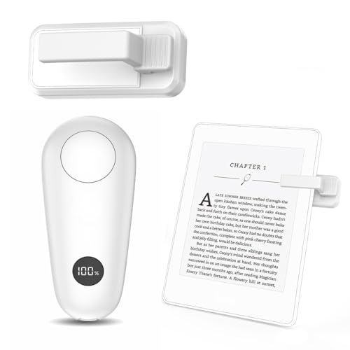 Turner de páginas con control remoto RF para Kindle Paperwhite, pantalla de alimentación para teléfono, iPad, iOS, tabletas Android, tomar novelas, leer novelas, un botón + blanco