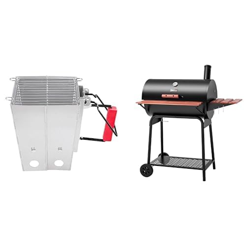 Royal Gourmet Foldable Charcoal Chimney Fire Starter with CC1830V 30" Barrel Charcoal Grill, 627 Square Inches Cooking Space