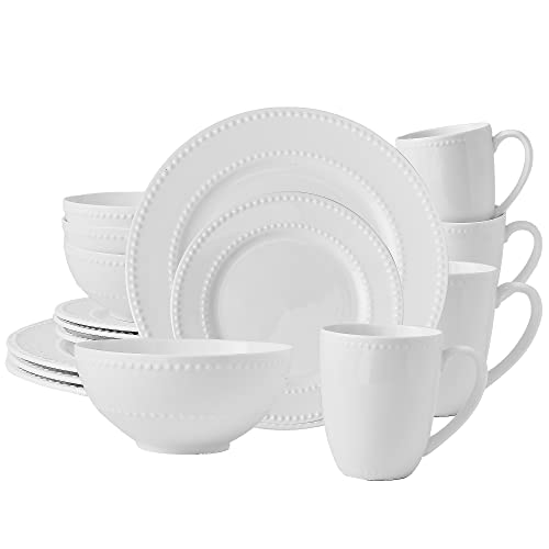 Service de Table Complet en Porcelaine 16 pièces pour 4 Personnes, Assiettes, Bols et Tasses, Assiettes service de table, Service de Vaisselle