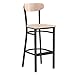 Flash Furniture Wright Commercial Barstool - Natural Birch Finish Wood Boomerang Back - Green Vinyl Seat - 500 LB. Capacity Black Steel Frame - Integrated Footrest