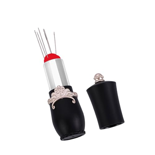 LfrXtra Muebles para el hogar, con forma de lápiz labial, alfiler, caja de almacenamiento, soporte para alfileres de costura para agujas de coser, accesorios de costura