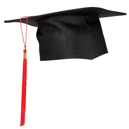 BRIGHTFUFU Children's Graduation Hat Doctoral Style with Red Tassel Comfortable Material Photo-friendly