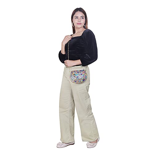 Image of Shakuntala Vintage Clutch - Metal Mosaic Stone & Shell Design Purse - Handmade Women's Handbag