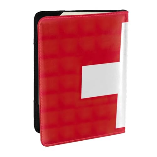 Reisepasshülle mit Schweizer Flagge, Brieftasche, Reisepasshülle für Karten und Dokumente, Schwarz , Einheitsgröße