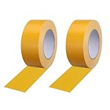 PATIKIL 48mm x 50m Bodenmarkierungsband Gelb, 2 Rollen Markierungsband Böden Selbstklebend Sicherheitswarnband Bodenmarkierung Klebeband für Lager Gänge Gefahren Warnung Arbeitsbereich
