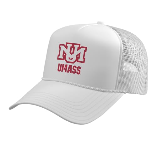 UMass Minutemen | Official Licensed NCAA Merch | UMASVIN1020 Trucker Hat with Adjustable Mesh Back, White