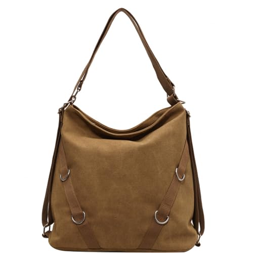 Image of Tote Bag for Women,Canvas Tote Bag with Zipper, Retro Large Capacity Casual Shoulder Handbags with Inner Pockets