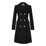 wintermantel military style 2 Taschen Anastasia Schwarzer Damen Militär Kaschmirwolle Wintermantel Größe 46