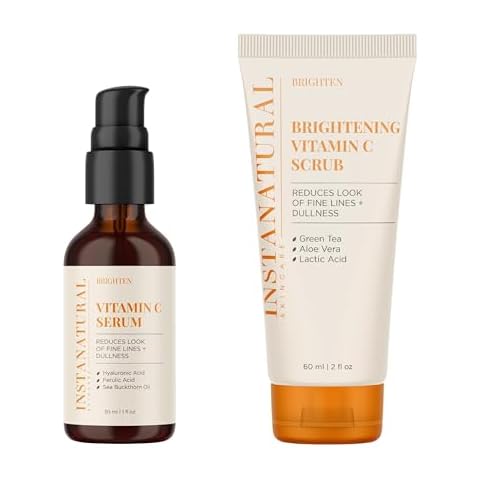 InstaNatural Vitamin C Serum and Brightening Scrub Kit, Brightens and Reduces Signs of Aging, Fine Lines and Wrinkles, with Aloe Vera and Botanical Extracts Cover