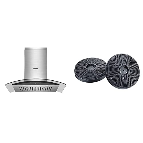 Comfee Curved Glass Range Hood 30 Inch 450 CFM 3 Speed Gesture Sensing &Touch Control Panel Stainless Steel (CVG30W9AST) & CVP/CVG-CF Range Hood Filter, 2 Pcs