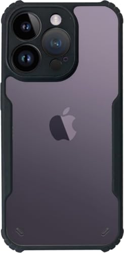 Image of AIBEX Crystal Clear Back Cover Case for Apple iPhone 14 Pro Max | 360 Degree Protection | Shock Proof Design | Transparent Back Cover Case (PC & TPU, Black Bumper)