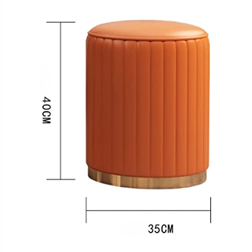 Pouf repose-pieds en cuir rond modèle E pour salon et table à thé