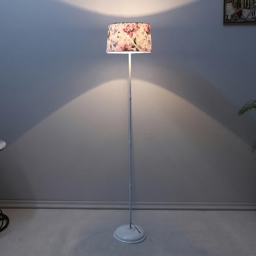 Image of tu casa White Metal-Iron Base Foldable Floor Lamps with Cobra Saffron Print & Satin Shade for Bedroom, Living Room, Lounge, Office Area, Gifting Without Bulb for Home Decoration (Height - 57 inch)