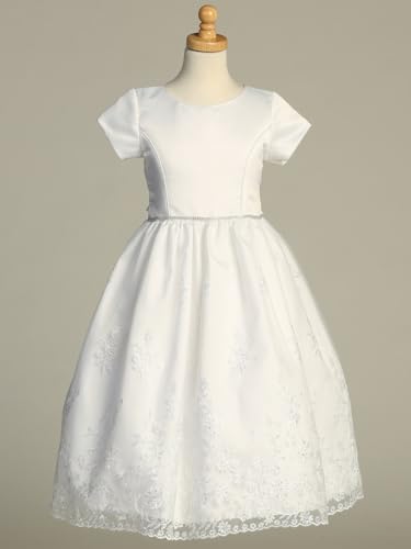 Made in USA - White First Communion Dress for Girls - Catholic First Communion Dresses - Vestido de Comunión Manga3