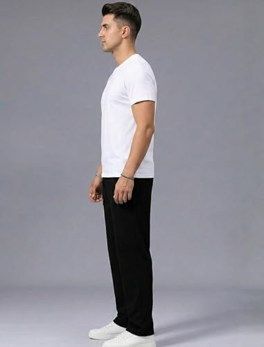 Image of Paralians Men's Polyester Straight Fit Track Pants with Flexi Waistband, Stretchable Mid-Rise Joggers for Sports, Gym & Casual Wear Pants Men