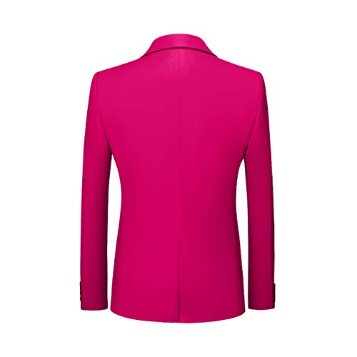 Duowei Suit Garment Bag For Men Men's Suit Slim 2-Piece Suit Business Wedding Party Jacket Top & Pants Suite Men Italian Hot Pink #TOP1