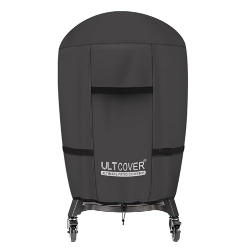 ULTCOVER Kamado Joe Grillabdeckung für den Außenbereich, wasserdicht, für 45,7 cm große grüne Eier, Char-Broil und andere runde Smoker, Größe bis zu 76,2 cm Durchmesser x 114,3 cm Höhe, Schwarz
