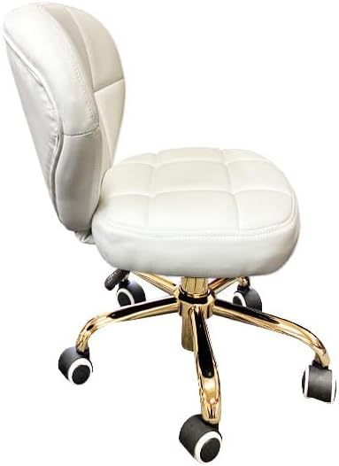 Miniatura 3 de Taburete de bar con base dorada, estilo moderno de lujo, silla corta de spa y pedicura, ajustable de 13.5 a 15.5 pulgadas, altura mejorada 2025