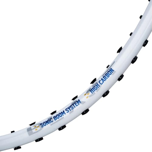 Image of Li-Ning Axforce Blast Strung Badminton Racquet for Professional Players|Powerful Smashes|Flexible Shaft|70-75 Grams|Maximum String Tension - 27lbs, White /Blue Sapphire