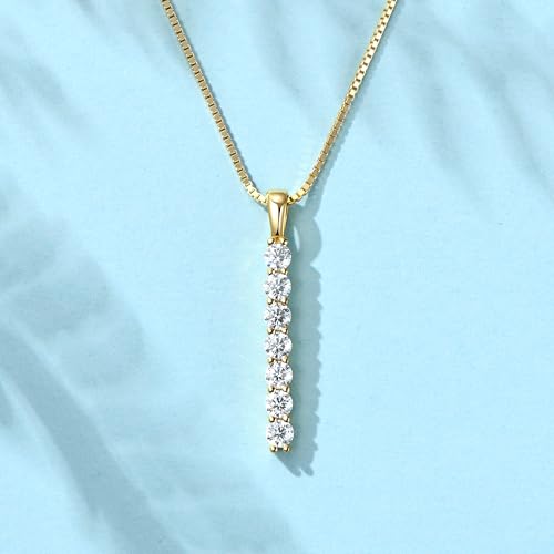 AINUOSHI Lab Created Moissanite Bar Necklace 0.56 cttw Imitation Diamond Alternative Necklace for Women S925 Sterling Silver Y Necklace Simple Fashion Jewelry Gifts for Women3