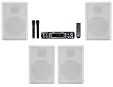 Rockville Bundle: RPA70WBT V2 1000w 2-Ch USB Bluetooth Amplifier/Mixer+(2) Mics for Restaurant/Bar/Cafe Bundle with (2) Pair RockSlim White Home Theater 5.25