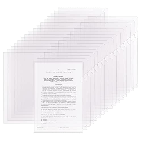 50 Pcs Clear Plastic Project Pockets Transparent Document Folders, L-Type Pockets For Letter Size And A4 Size For School Office Supplies(White) #TOP25