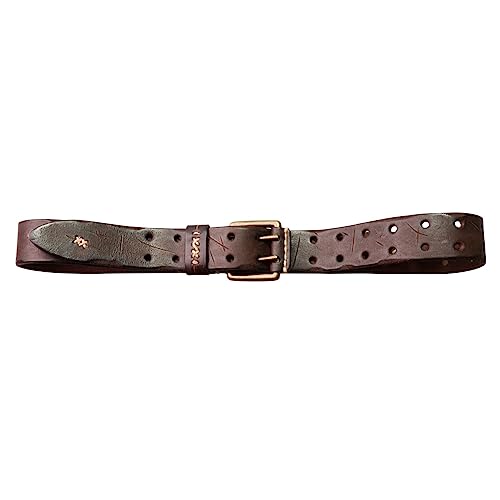 Leather Belt Heavy Duty Genuine Full Grain Leather Vintage Distressed Double Prong Belts 2 Holes Jeans Waist Belt2