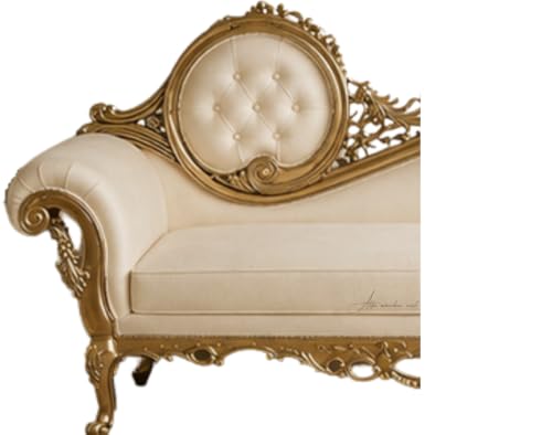Image of Victorian Style Chaise Lounge, Tufted Cream Upholstery, Mahogany Wood Frame, Classic Living Room Furniture (Cream)