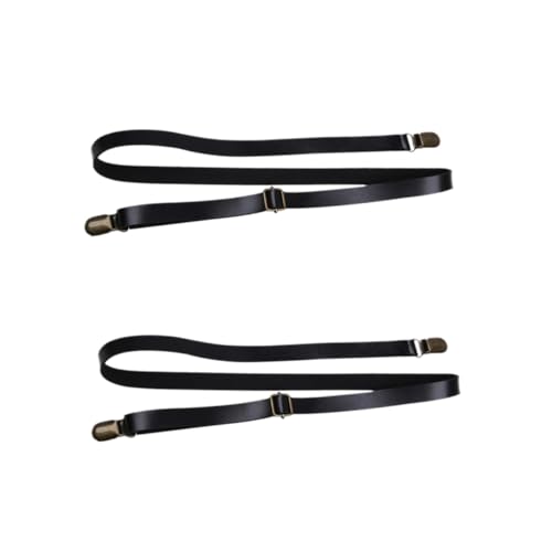 LIFKOME 2Pcs Adjustable Elastic Pants Suspenders Clips for Non PU Leather Trousers Straps Comfortable Fit for Boys and Durable Design for Use