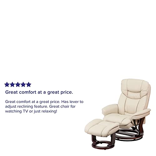 Flash Furniture Recliner Chair With Ottoman | Beige Leathersoft Swivel Recliner Chair With Ottoman Footrest #TOP3