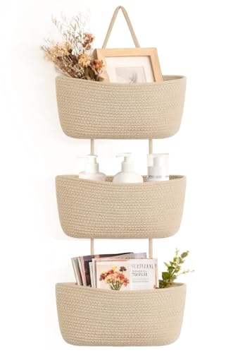 Dahey Over The Door Hanging Basket 3-Tier Woven Boho Wall