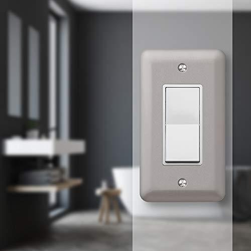 Amerelle Devon Round Corner Single Rocker Steel Wallplate In Brushed Nickel #TOP2