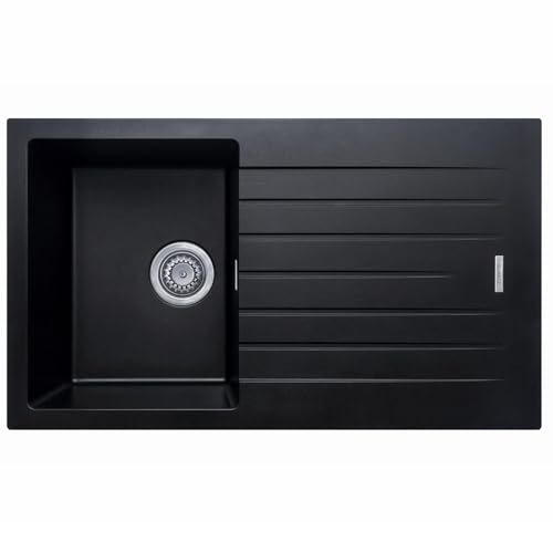 Liquida LG860BL 1.0 Bowl Granite Reversible Inset Compact Black Kitchen Sink