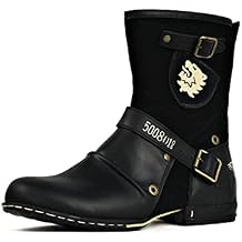 أحذية OSSTONE Moto للرجال مصمم أزياء سحاب جلد Chukka أحذية غربية عارضة OS-5008-1-HH-US