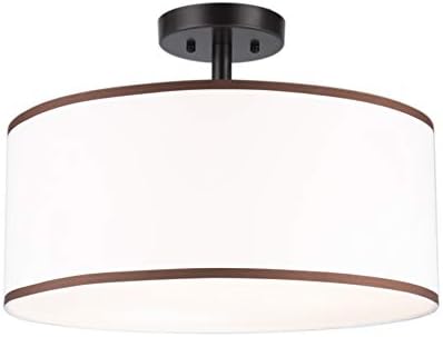 VONLUCE Drum Ceiling Light, 18" Bronze Finished 3 Light Drum Chandelier, Semi Flush Mount Contemporary Ceiling Lighting Fixture with Diffused Shade for Kitchen, Hallway, Dining Room Table, Bedroom