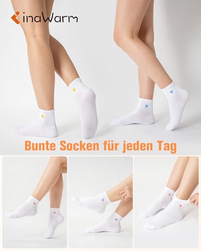 inaWarm Sneaker Socken Damen, Baumwolle Quarter Socken, Atmungsaktiv Tennissocken Damen, Bequeme & Hautfreundlich Baumwollsocken für Alltag, Arbeit & Sport 5 Paar (Geschenkbox)