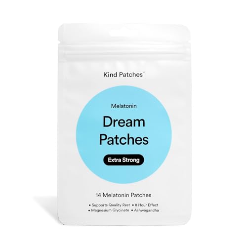 Kind Patches Melatonin Dream Patches Extra Strong – Sleep Patches – Sleep Aid with Ashwagandha and Magnesium for Rest – 14 Count