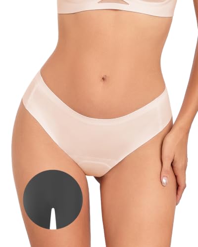 Ubras Anti Camel Toe Underwear Seamless Thongs for Women Comfortable No Show G-String Thongs Breathable Thongs for Gym Blush Nude M