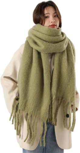 DSXH Kuschelige Warme Winter Schals、Langer Damen Schal mit -（grün）