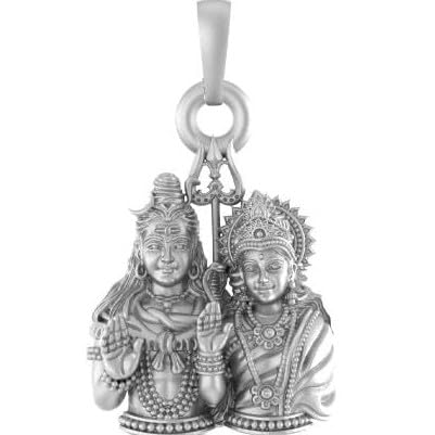 Pendentif Shiv Parvati argent médaillon spirituel pour votre quotidien