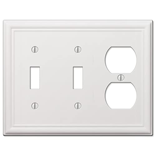 Plaque murale 2 boutons en acier blanc robuste Amerelle