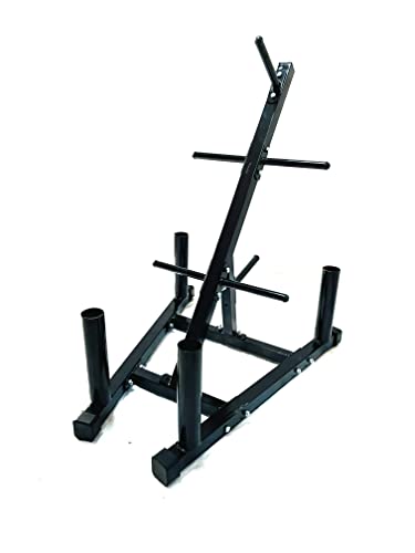 Image of Protoner Olympic Bar and Weight Plates Storage Rack, Plate Stand and bar Holder, Weight Plate Rack with Barbell Holders, Weight Plate Tree Compact Exercise Equipment Storage Rack