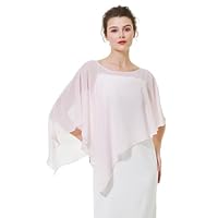 BEAUTELICATE Châle Étole en Mousseline de Soie Boléro Cape De Femme Mariée Mariage Soirée D’été Demoiselle d'honneur Asymétrique - Rose ballet