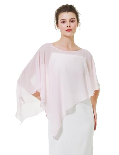 BEAUTELICATE Capa Gasa Fiesta para Mujer Boda Vestidos de Novia Noche Chales Verano Bikini Elegante Suave Ligero (Ballet Rosa)