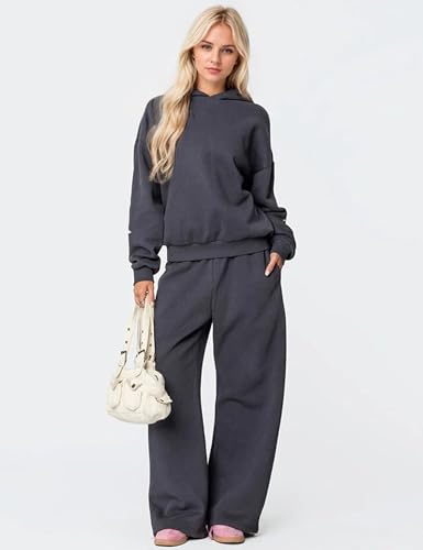 Two Piece Outfits Bow Graphic Print Hoodie Sweatpants Set Oversized Sweatshirt and High Waist Sweatpants Tracksuit2
