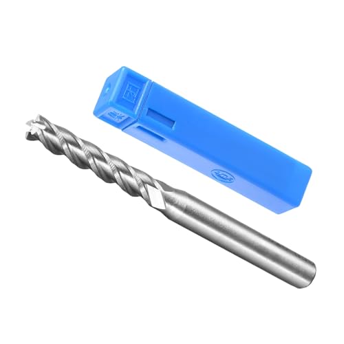 CoCud 4-Flute Spiral End Mill Bits, 5mm Diameter 30mm Length, High Speed Steel Straight Milling Cutter with Storage Case- (Applications: for Plywood Hardwood Plastic),