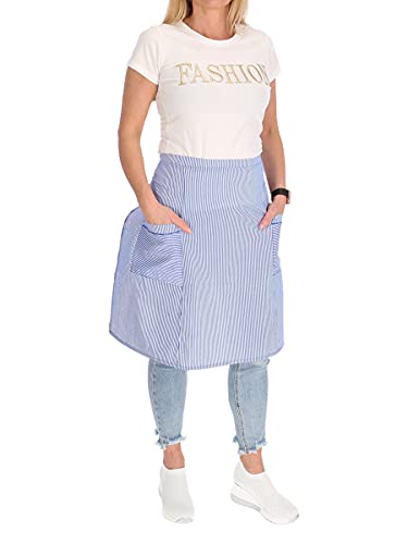 Tablier de cuisine en coton à rayures - Bleu - taille unique Cover