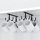 Dorhors Under Cabinet Coffee Mug Holder, Coffee Cup Holder for Kitchen,Set of 2 Mug Hooks with Rubbe