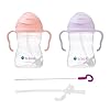b.box Drinkbeker met rietje | 2-pack met gratis extra rietje en reiniger | 6m Baby en Peuter | BPA-vrij en lekvrij | Vaatwasserbestendig | 8oz/240ml | 2 stuks | Roze/Paars
