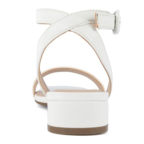Sugar Women’s Block Heel Sandals – Low Heel Open Toe Ankle Strap Dress Shoes for Casual Work or Evening Wear,Umpire - White Smooth, Size 10 by Sugar - Used condition - Image 4